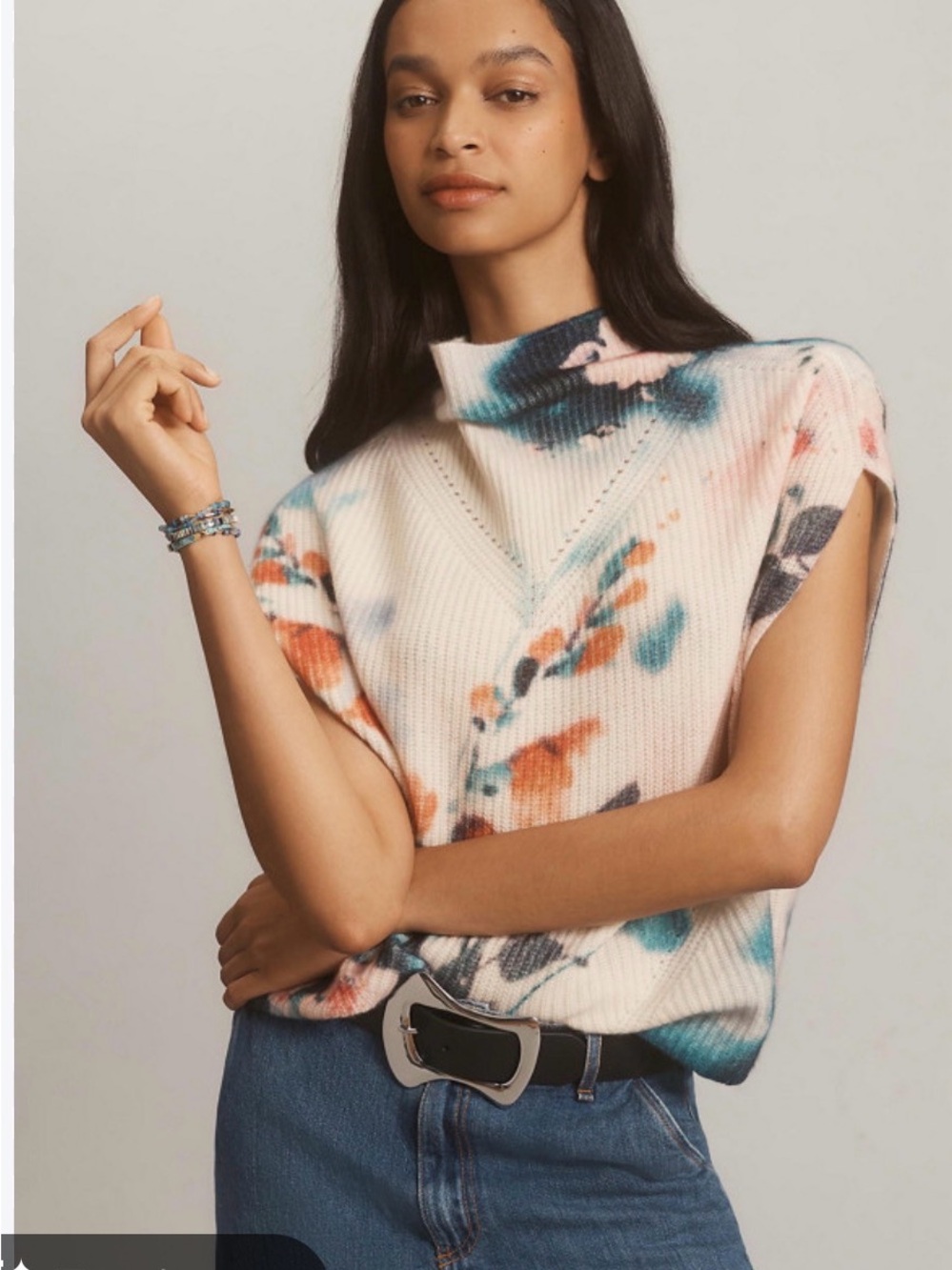 Anthropologie -Enza Oversized Ribbed Cashmere Sweater Vest